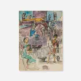 Eugene Berman, Children on the Spanish Steps, 1954, ink and watercolor on paper