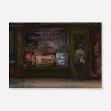 Clyde Singer, Tailors Cleaners, oil on board