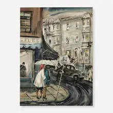 James Carlin, Downtown Shopping Newark, watercolor on paper