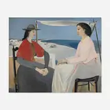 André Marchand, Tête-à-tête sur la plage, oil on canvas