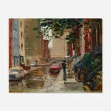 Frank Herbst, Rainy Day in the City, oil on canvas