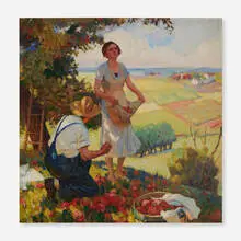 Frank Herbst, Picking Apples, 1942, oil on canvas