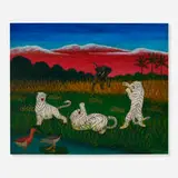 Lawrence Lebduska, Three Tigers, 1947, oil on Masonite