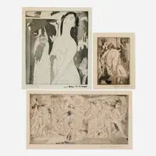 Arthur Bowen Davies, Three works, etching, aquatint, roulette, drypoint