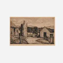 Restful Ruins by Luigi Lucioni, 1942, etching, sold Oct 2023