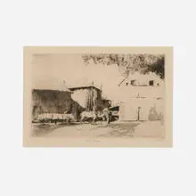 Daniel Garber, Farm Yard, 1939, etching and drypoint