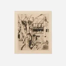 Daniel Garber, Back Yards, New Hope, 1947, etching