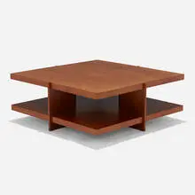 Coffee table by Frank Lloyd Wright, quarter sawn oak veneer, sold Aug 2023