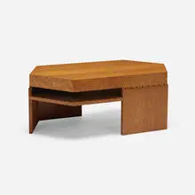 Cocktail table by Frank Lloyd Wright, c. 1937 / 1996, oak veneer, sold Aug 2023