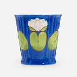 Sherle Wagner, Waste basket with water lilies, c. 1995, glazed ceramic