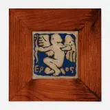Eros tile with cupid by Grueby Faience Company, glazed earthenware, sold Aug 2023
