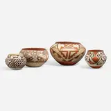 Acoma Pueblo, Collection of four ollas / pots