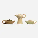 Clifton Pottery, Collection of three Crystal Patina teapots