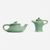 Clifton Pottery, Crystal Patina teapots, set of two