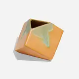 Reuben Haley for Muncie Pottery, Ruba Rombic faceted cube vase, model 310