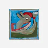 Jimmy Lee Sudduth, Dolphin, paint on board