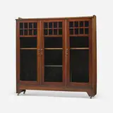 Lifetime, Three-door bookcase, model 7220, c. 1911, oak, copper, glass