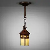 Aurora Studios & Michael Adams, Hanging lamp, c. 1995, hammered copper, glass