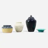Collection of four items by Rookwood Pottery, 1916, 1917, 1935, glazed porcelain, sold Aug 2023