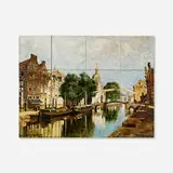 Rozenburg, Gracht in Dordt (twelve-tile tableau), c. 1905, glazed earthenware