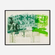 Rotary Drive (Ground Rules) by Robert Rauschenberg, 1997, intaglio with photogravure on paper, sold Feb 2014