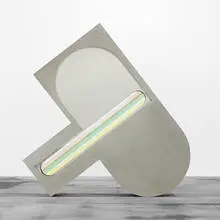 Fletcher Benton, Stainless Steel P, 1973, stainless steel, Plexiglas, electric motors