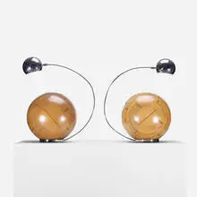 Angelo Brotto, table lamps, pair, c. 1970, maple, chrome-plated steel, aluminum