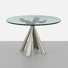 Vittorio Introini, dining table, 1972, cast aluminum, glass