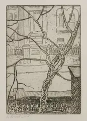 Horace Asher Brodzky, Untitled, 1885-1969) STREET WITH TREES Etching