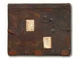 Lucas Seage, Passbook, bolted antique book and collaged passbooks