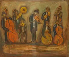 Simon Natan Karczmar, Jewish Musicians, oil on canvas