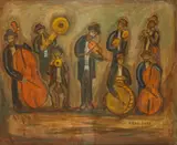 Simon Natan Karczmar, Jewish Musicians, oil on canvas