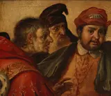 Maerten Jacobsz. van Heemskerck, Three men, oil on panel, a fragment