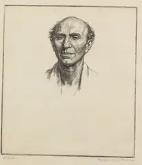 Paul Drury, A Man of Fifty, Etching, 1928, on laid paper