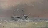 Isaac Walter Jenner, A ship of-the-line in stormy seas, oil on canvas