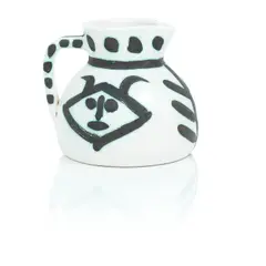 Têtes by Pablo Picasso, white earthenware ceramic pitcher with black oxide and white glaze, sold Dec 2023