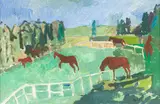 A field of horses by Earl George Alexander Eugene Douglas Haig, oil on canvas, sold Dec 2023