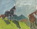 Horses by Earl George Alexander Eugene Douglas Haig, oil on canvas, sold Dec 2023
