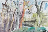 Trees by Earl George Alexander Eugene Douglas Haig, mixed media on paper, sold Dec 2023