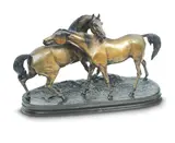 Pierre-Jules Mêne, 20th century patinated bronze of 'L'Accolade', patinated bronze