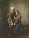 A cuddle by Robert Gemmell Hutchison Rsa Rba Roi Rsw, oil on canvas, sold Dec 2023