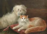 Henry Maurice Page, Study of a Terrier and a Cat, oil on canvas
