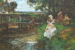 John Reid, Fishing for Tiddlers, oil on canvas