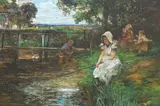 John Reid, Fishing for Tiddlers, oil on canvas