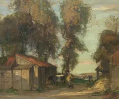 Robert Hope Rsa, A farmyard, oil on canvas