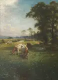Joseph Farquharson Ra, Cattle Grazing, oil on canvas