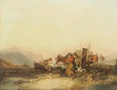 Snr. William Shayer, Fishing family on the shore, oil on canvas