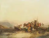Snr. William Shayer, Fishing family on the shore, oil on canvas
