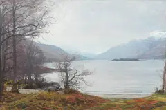 Alexander Brownlie Docharty, Extensive View of a Highland Loch, oil on canvas