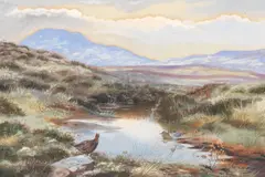 Philip Rickman, Fotheringham Spring with grouse and teal, watercolour and gouache